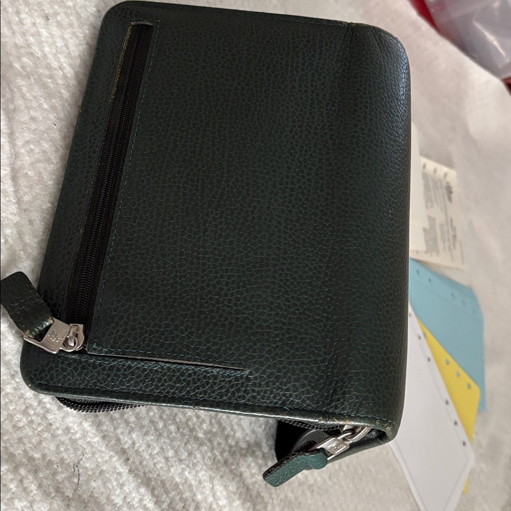Analog: Franklin Quest All Leather Pocket Zipper Binder +Extras ; Made in USA - Picture 10 of 11